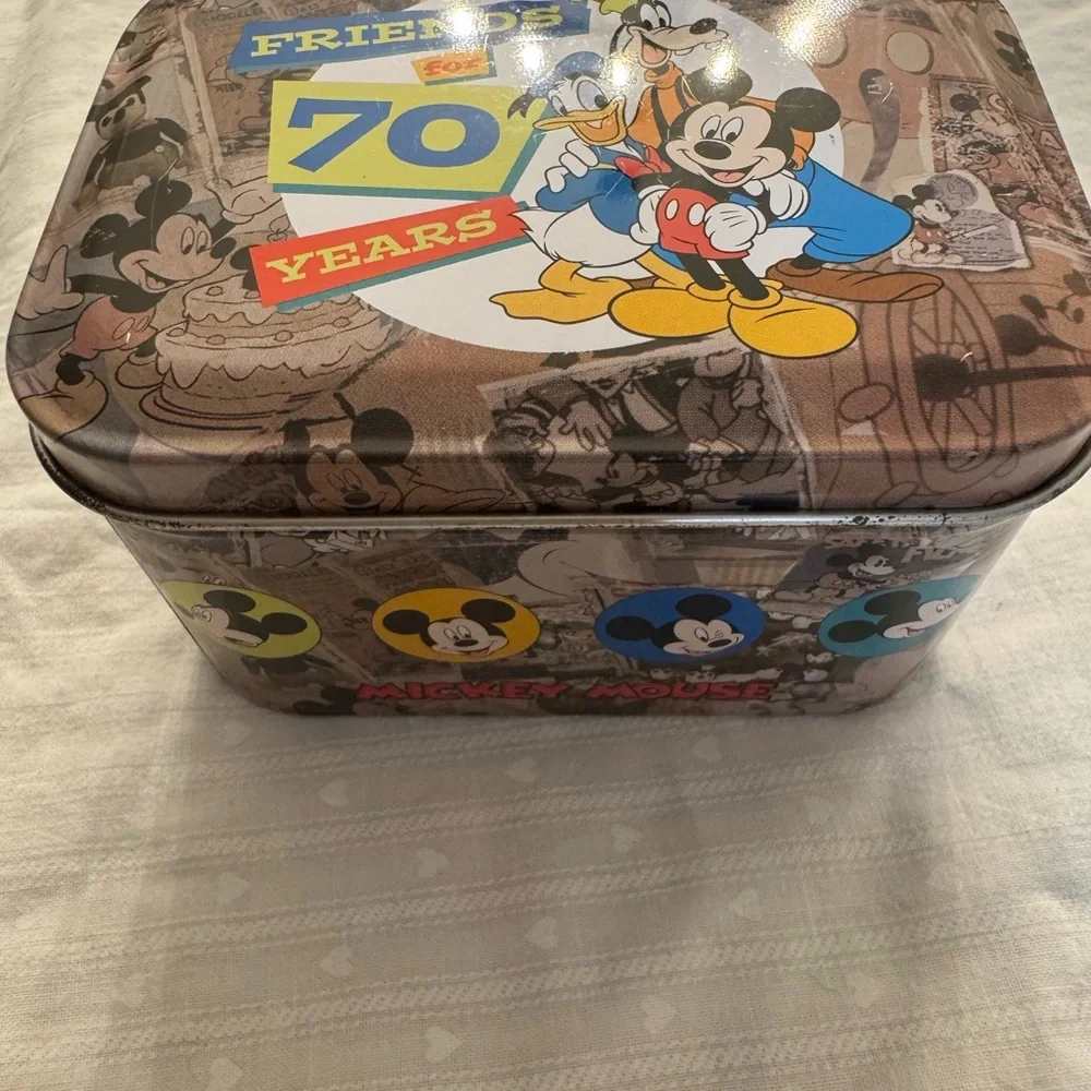 Disney Friends for 70 Years Watch and Tin timepiece gold tone on 7” chain 1998
